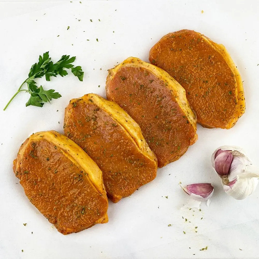 Garlic Pork Loin Steaks 4x 135g Pork meatsupermarket