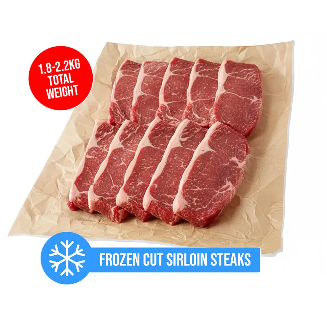 Sirloin Steaks Frozen Pack (1.8–2.2kg) Bundle Meatsupermarket.com