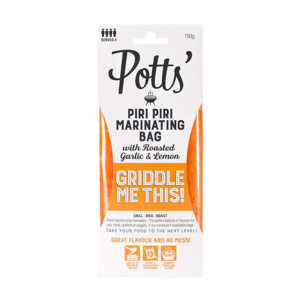 Potts' Piri Piri with Roasted Garlic and Lemon Marinating Bag 150g Marinade Meatsupermarket.com
