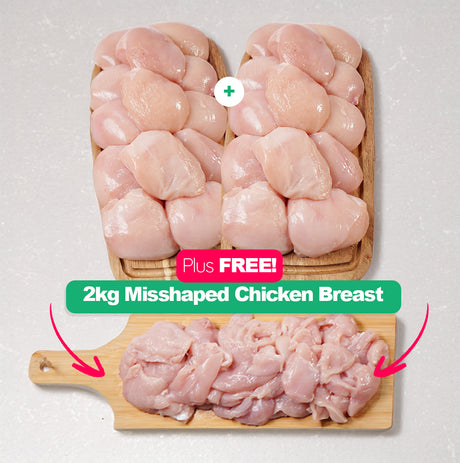 Buy 2.5kg Over Trimmed Chicken Breasts & Get 2kg Misshaped Diced Chicken FREE Bundle Meatsupermarket.com