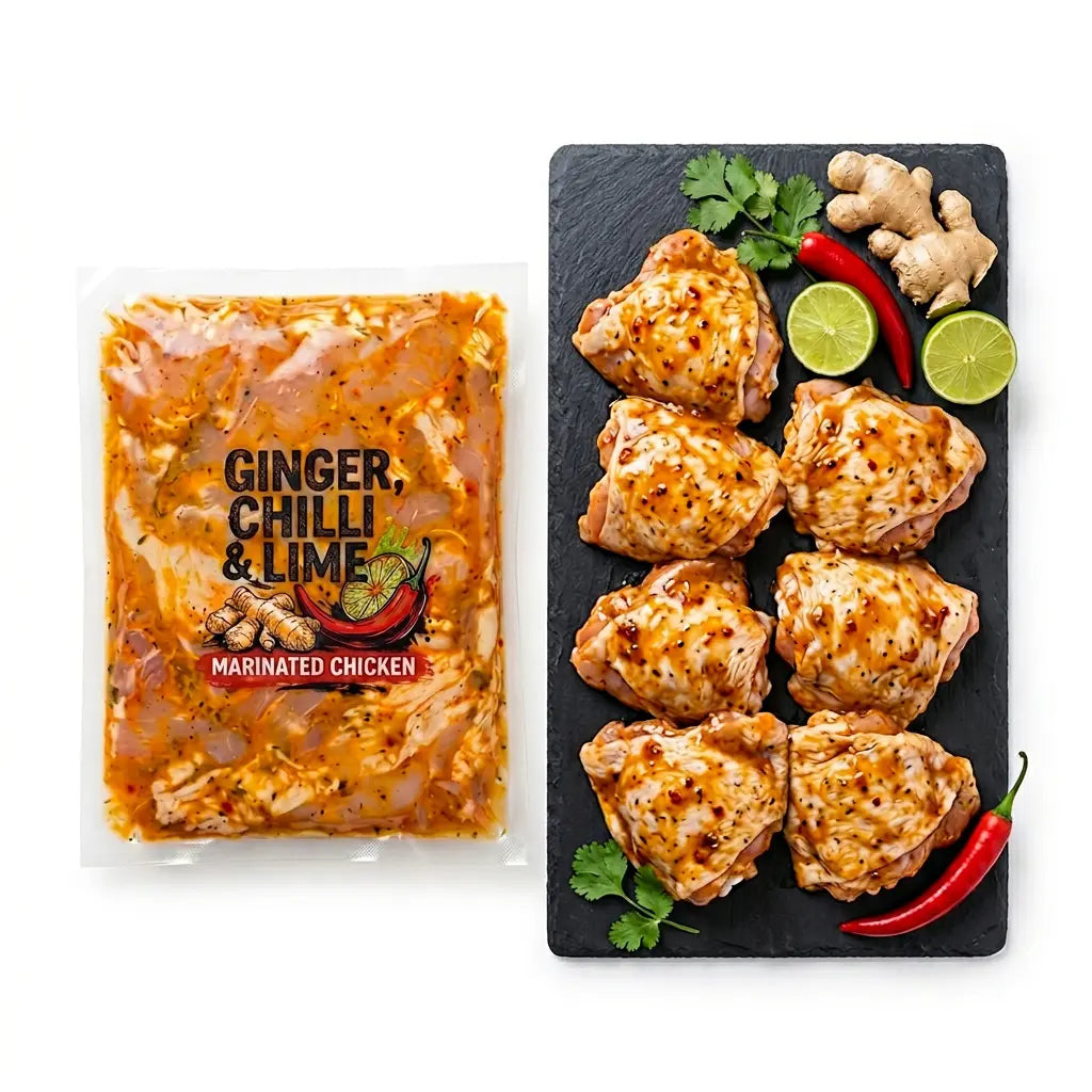 Ginger, Chilli & Lime Marinated Boneless Chicken Thighs 800g Chicken meatsupermarket