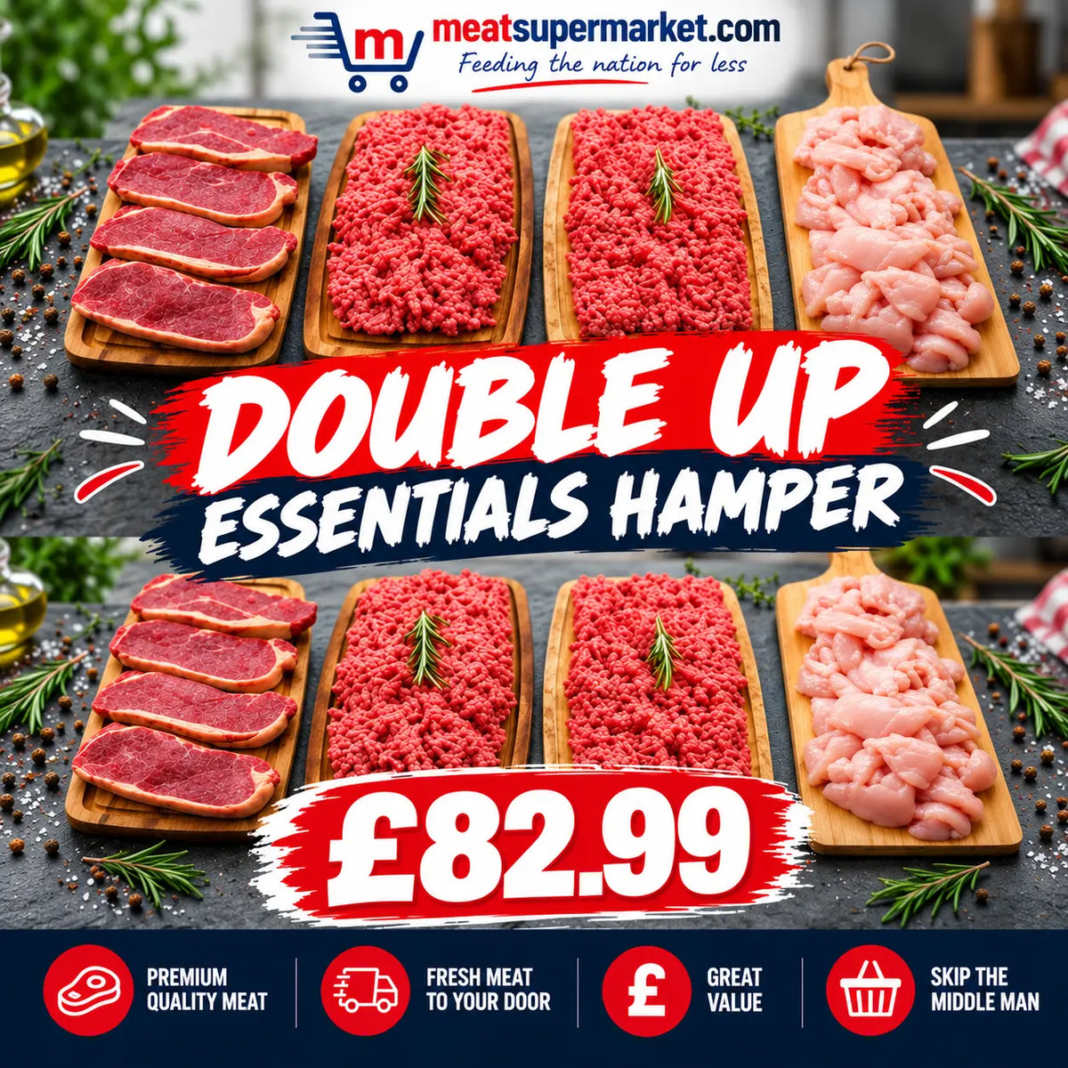 Double Up Essentials Hamper – meat box delivery from an online butcher UK