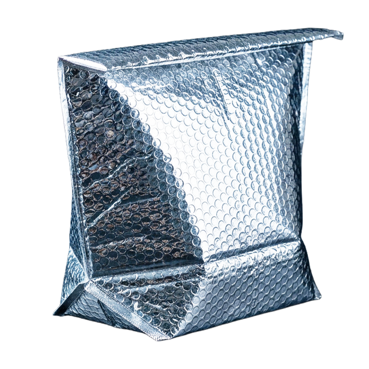 Silver insulated foil bubble liner that keeps your meat delivery chilled inside the box