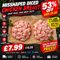 Misshaped Diced Chicken Breast 2kg (Previously Frozen) Chicken meatsupermarket.com