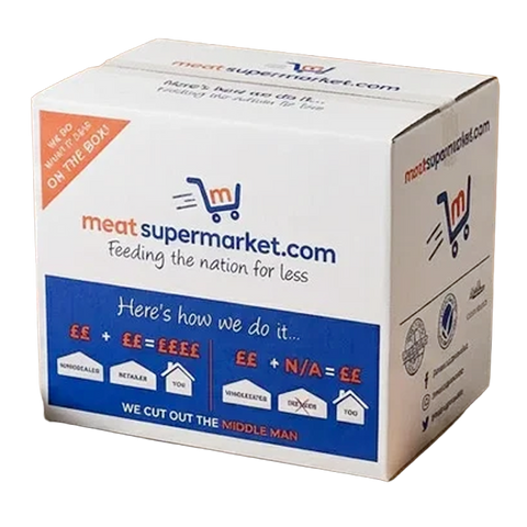 Meatsupermarket.com meat delivery box on a doorstep – chilled meat delivered to your door