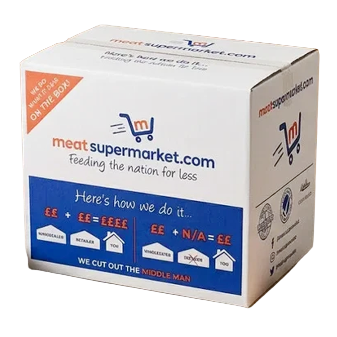 Meatsupermarket.com meat delivery box on a doorstep – chilled meat delivered to your door
