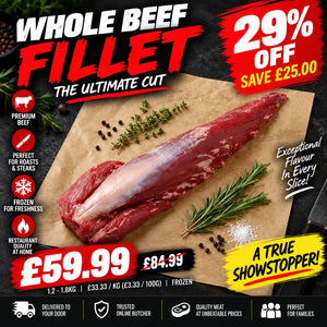 Whole Beef Fillet 1.2-1.8kg (Frozen)